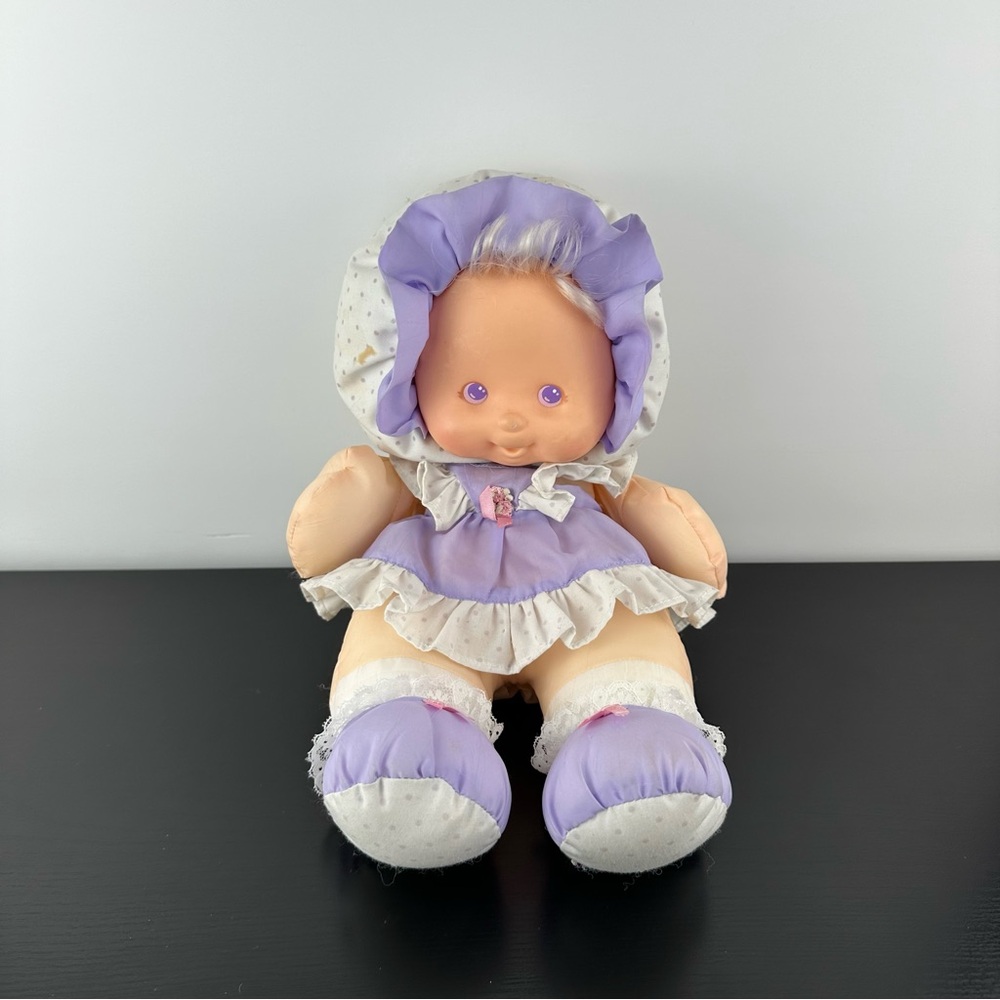 Fisher Price Puffalump Kids 13" Baby Doll Purple Polka Dots Dress Vintage 90s